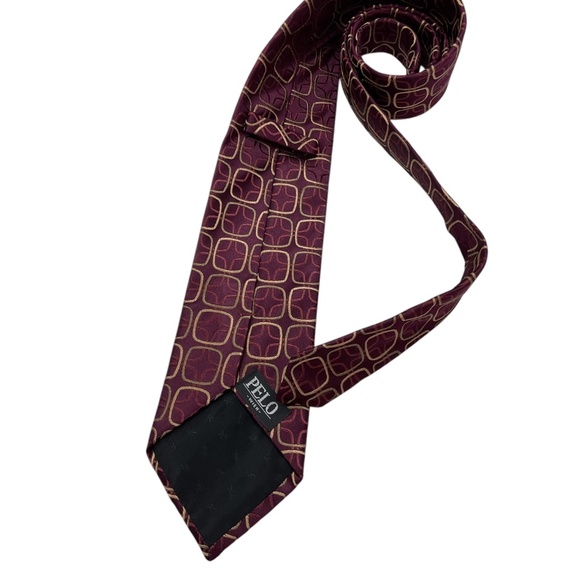 PELO Burgundy/Beige Geometric Silk LUXURY Tie ITALY - Picture 2 of 5